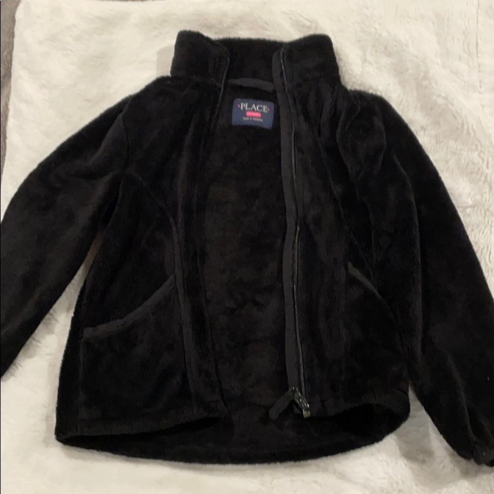 Girls Sherpa zip up mock neck jacket
